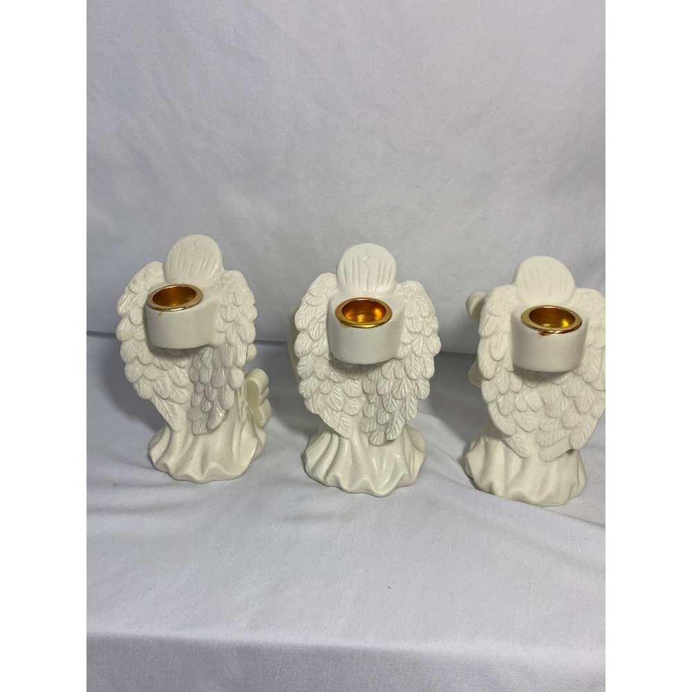 Gift Collection Jade Porcelain Angel Candle Holders Set of 3 - Picture 7 of 7